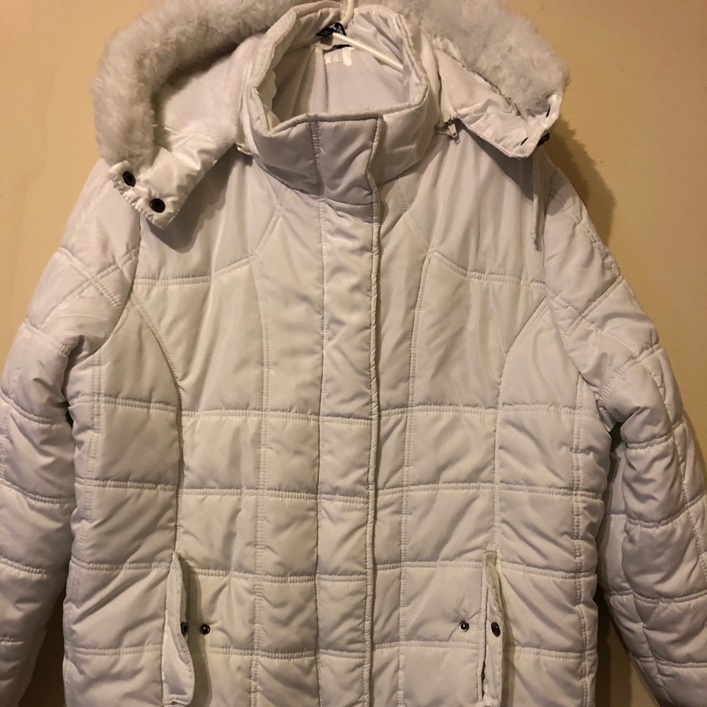 All White Winter coat with detachable Hood